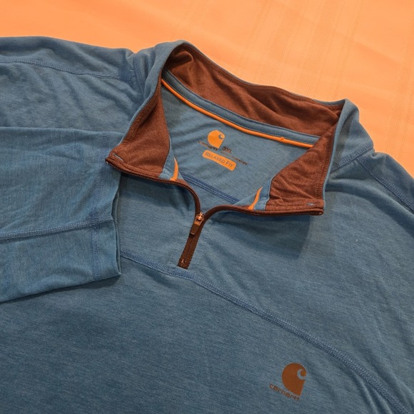 Carhartt Other - Carhartt  Active Quarter Zip Fitted Pullover Mens Size XL Blue Logo
